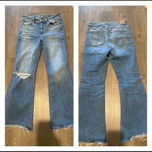 AE SUPER STRETCH SUPER HIGH WAIST FLARES size 6 short